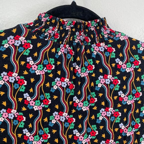 Boden Womens 14 Floral Long Sleeve Smocked Mock Neck Top Stretch Shirt - Picture 11 of 11